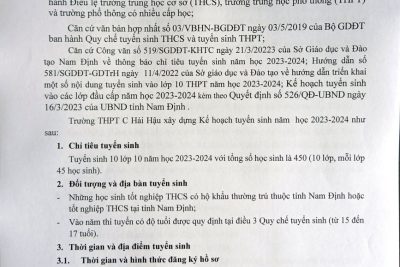 Danh sách phòng thi, số báo danh Tuyển sinh vào lớp 10 năm học 2022-2023